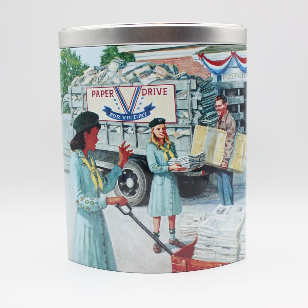 Girl Scouts Collectible Tin Storage Can 2004 Ashdon Farms 6.25" X 5" X 3"